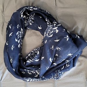 Navy blue infinity scarf with birds